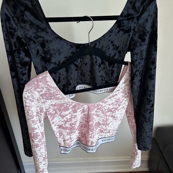 Victoria's Secret Tops - Bundle of 3 Victoria’s Secret Velvet Low Scoop Back Cropped top w/ Logo Waist